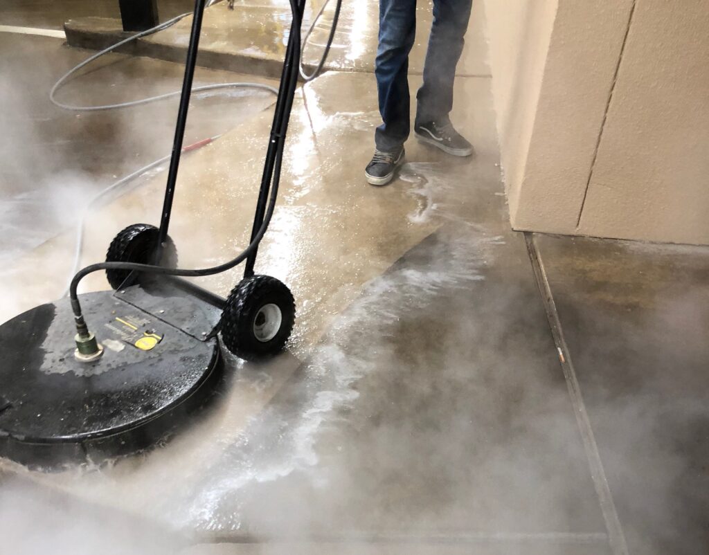 parking garage pressure washing and striping