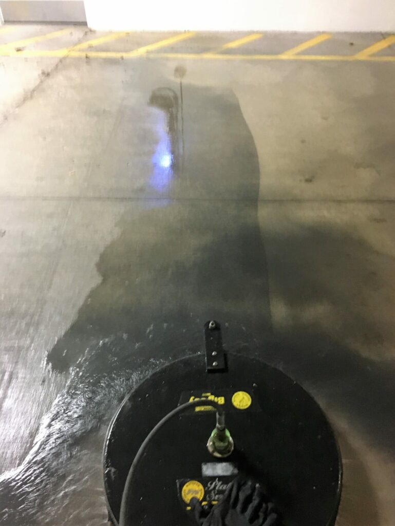 pressure washing parking garage